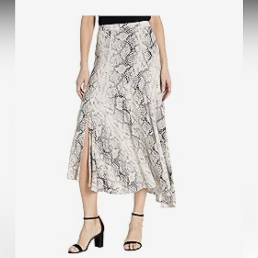 Tribal- Asymmetrical Snakeskin Print Midi Skirt with Slit.  Brand new!